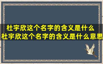 杜宇欣这个名字的含义是什么  杜宇欣这个名字的含义是什么意思